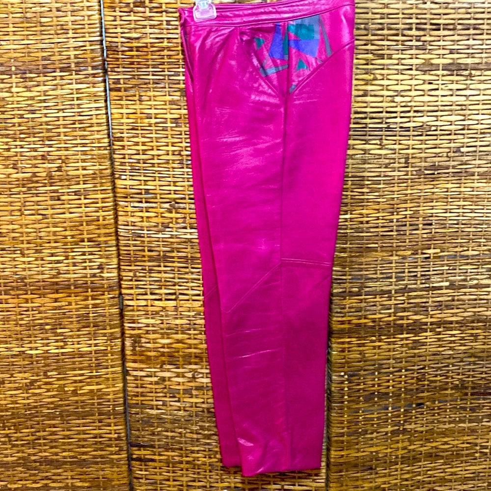 VINTAGE D Mary Zenutis Genuine, leather, dark pink pants 8